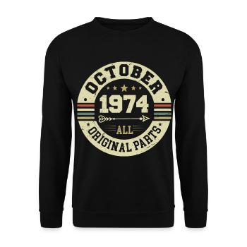 Legendary since October 1974 Birthday October 1974 - Unisex Sweatshirt - black - Front - Alina (178cm) & Michal (187cm)