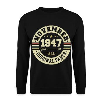 Vintage November 1947 - Birthday November 1947 - Unisex Sweatshirt - black - Front - Alina (178cm) & Michal (187cm)