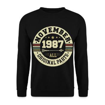 Millésime Novembre 1987 - Anniversaire Novembre 1987 - Sweat-shirt Unisexe - noir - Devant - Alina (178cm) & Michal (187cm)