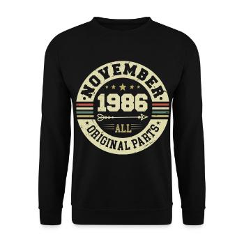 Millésime Novembre 1986 - Anniversaire Novembre 1986 - Sweat-shirt Unisexe - noir - Devant - Alina (178cm) & Michal (187cm)