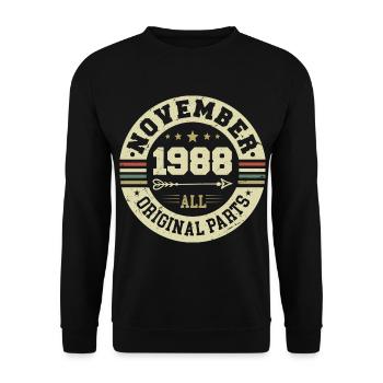 Millésime Novembre 1988 - Anniversaire Novembre 1988 - Sweat-shirt Unisexe - noir - Devant - Alina (178cm) & Michal (187cm)