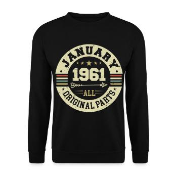 January 1961 - Geburtstag im Januar 1961 - Unisex Pullover - Schwarz - Vorne - Alina (178cm) & Michal (187cm)