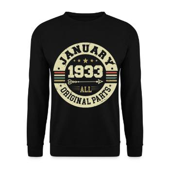 January 1933 - Geburtstag im Januar 1933 - Unisex Pullover - Schwarz - Vorne - Alina (178cm) & Michal (187cm)