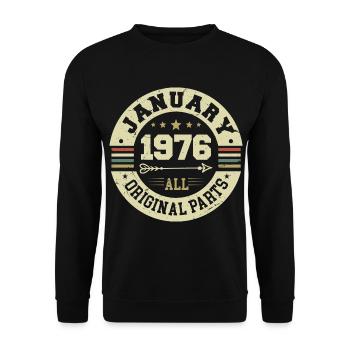 January 1976 - Birthday in January 1976 - Unisex Sweatshirt - black - Front - Alina (178cm) & Michal (187cm)