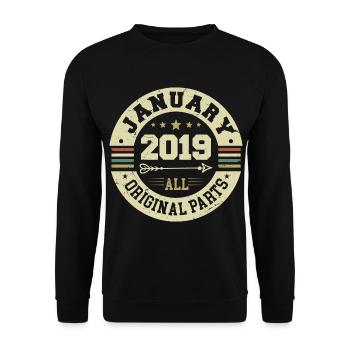 January 2019 - Geburtstag im Januar 2019 - Unisex Pullover - Schwarz - Vorne - Alina (178cm) & Michal (187cm)