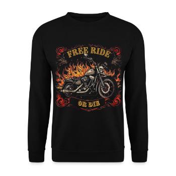 Moto Vintage – Ride Free Style - Sweat-shirt Unisexe - noir - Devant - Alina (178cm) & Michal (187cm)