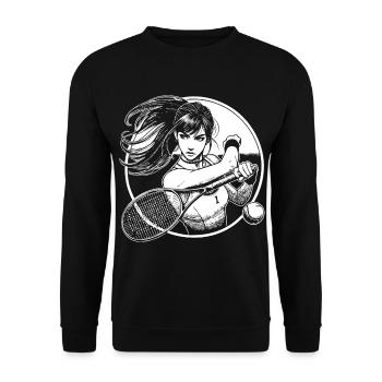 Tennis Player Comic Design for the Tennis Fan - Unisex Sweatshirt - black - Front - Alina (178cm) & Michal (187cm)
