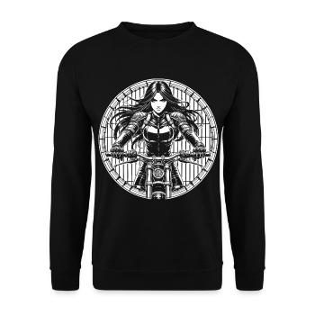 Design de motarde féminine cool dans le style de la bande dessinée japonaise - Sweat-shirt Unisexe - noir - Devant - Alina (178cm) & Michal (187cm)