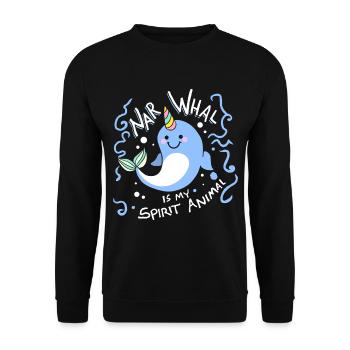 Narwhal is my Spirit Animal - Unisex Sweatshirt - black - Front - Alina (178cm) & Michal (187cm)