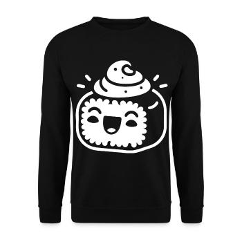 Süßes Sushi Design – Kawaii Food Fun - Unisex Pullover - Schwarz - Vorne - Alina (178cm) & Michal (187cm)