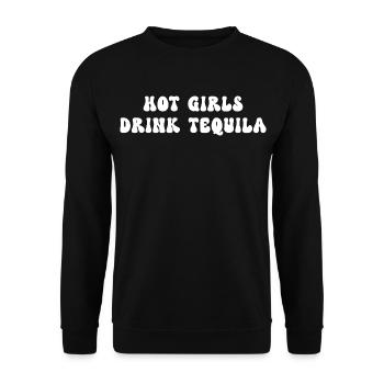 Humorvoller Aperitif Mädchen trinken Tequila - Unisex Pullover - Schwarz - Vorne - Alina (178cm) & Michal (187cm)