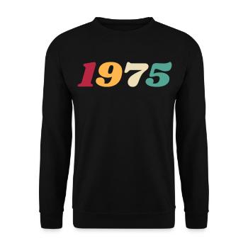 1975 Geschenk 1975 Jubiläum 1975 Retro 1975 - Unisex Pullover - Schwarz - Vorne - Alina (178cm) & Michal (187cm)