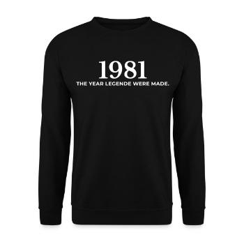 Légendaire Vintage 1981 Rétro Look 1981Célébrez le - Sweat-shirt Unisexe - noir - Devant - Alina (178cm) & Michal (187cm)