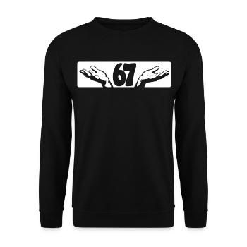 67 Six seven | Vintage Hands Logo - Unisex Sweatshirt - black - Front - Alina (178cm) & Michal (187cm)