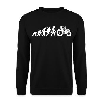 Traktor Trecker Evolution Landwirt Bauer Retro - Unisex Pullover - Schwarz - Vorne - Alina (178cm) & Michal (187cm)