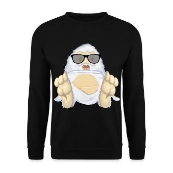 Yeti Schneemensch Bigfoot T-Shirt Geschenkidee - Unisex Pullover - Schwarz - Vorne - Alina (178cm) & Michal (187cm)