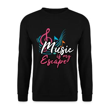 Musik Töne Musikstil hören bunt Noten Party Disko - Unisex Pullover - Schwarz - Vorne - Alina (178cm) & Michal (187cm)