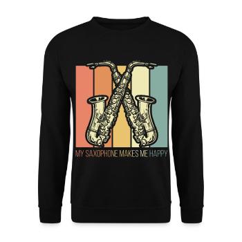 Saxophon Jazz Band - Unisex Pullover - Schwarz - Vorne - Alina (178cm) & Michal (187cm)