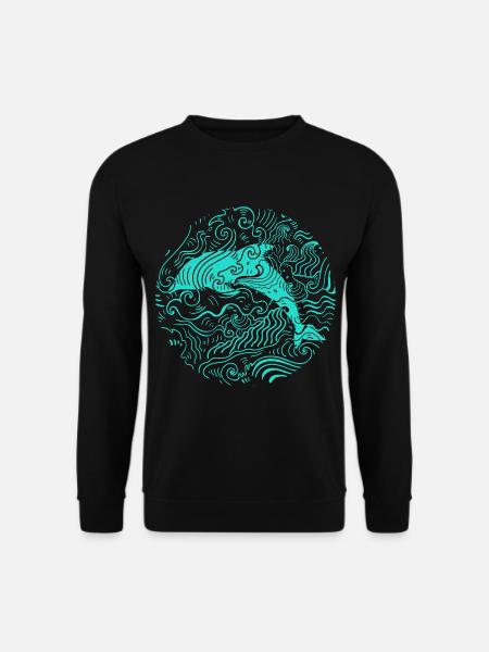 Delfin Tier Meer Wellen Wasser Säugetier - Unisex Pullover - Schwarz