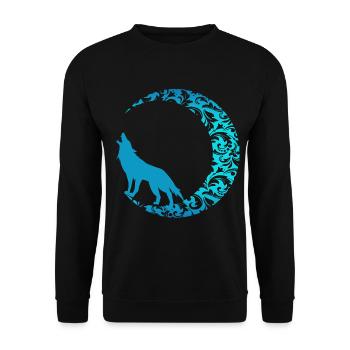 Wolf Tier Rudel Hund jagen einsam Vollmond Zähne - Unisex Pullover - Schwarz - Vorne - Alina (178cm) & Michal (187cm)