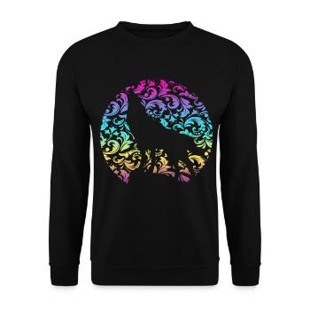 Wolf Tier Rudel Hund jagen einsam Vollmond Zähne - Unisex Pullover - Schwarz - Vorne - Alina (178cm) & Michal (187cm)