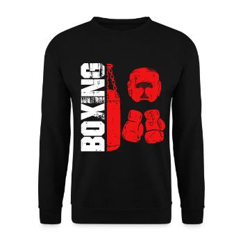 Boxen Sparring Sport Hobby Boxhandschuh Boxsack - Unisex Pullover - Schwarz - Vorne - Alina (178cm) & Michal (187cm)