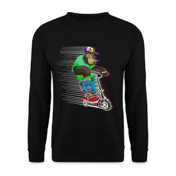Escooter Elektroroller E-Roller cooler Affe - Unisex Pullover - Schwarz - Vorne - Alina (178cm) & Michal (187cm)
