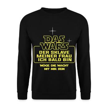 Hochzeit das war`s Sklave Jungessellenabschied - Unisex Pullover - Schwarz - Vorne - Alina (178cm) & Michal (187cm)