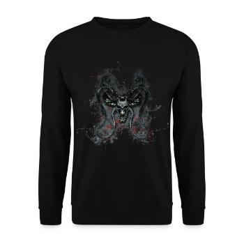 Gothic Monster Totenkopf Paint Splatter Art - Unisex Pullover - Schwarz - Vorne - Alina (178cm) & Michal (187cm)