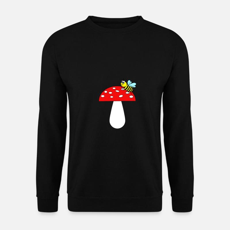 Biene auf Fliegenpilz - Unisex Pullover - Schwarz