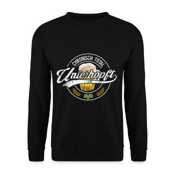 Chronisch Unterhopft vintage Bier durstig saufen - Unisex Pullover - Schwarz - Vorne - Alina (178cm) & Michal (187cm)