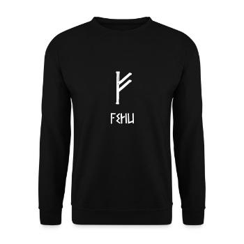 Fehu Viking runes - Sweat-shirt Unisexe - noir - Devant - Alina (178cm) & Michal (187cm)
