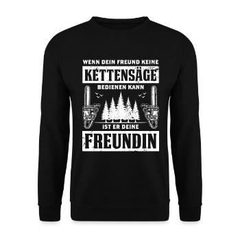 Holzfäller Waldarbeiter Holz Förster Forstwirt - Unisex Pullover - Schwarz - Vorne - Alina (178cm) & Michal (187cm)