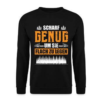 Holzfäller Waldarbeiter Holz Förster Forstwirt - Unisex Pullover - Schwarz - Vorne - Alina (178cm) & Michal (187cm)