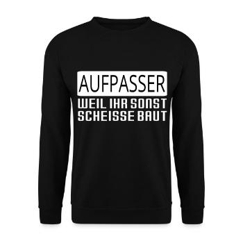 Aufpasser Security Lustig Geschenk Polizei - Unisex Pullover - Schwarz - Vorne - Alina (178cm) & Michal (187cm)