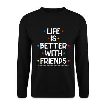 Freund Freunde Freundschaft Geschenk Idee friends - Unisex Pullover - Schwarz - Vorne - Alina (178cm) & Michal (187cm)