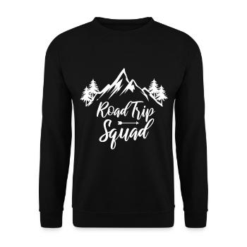 Road Trip Squad! Squadgoals Reise reisen Fernweh - Unisex Pullover - Schwarz - Vorne - Alina (178cm) & Michal (187cm)