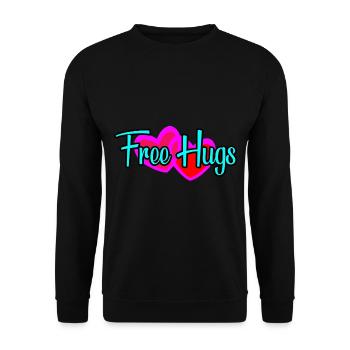 Free hugs! Liebe Zuneigung Umarmung Vertrauen - Unisex Pullover - Schwarz - Vorne - Alina (178cm) & Michal (187cm)