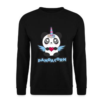 Panda Licorne Pandacorn! Fleurs d'ailes douces - Sweat-shirt Unisexe - noir - Devant - Alina (178cm) & Michal (187cm)