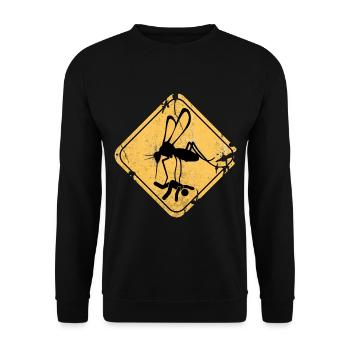 Moskito Mücke Straßenschild Gefahr Geschenkidee - Unisex Pullover - Schwarz - Vorne - Alina (178cm) & Michal (187cm)