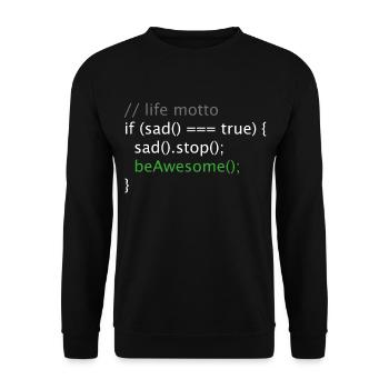Informatik Nerd Geek Programmierer lebensmotto - Unisex Pullover - Schwarz - Vorne - Alina (178cm) & Michal (187cm)