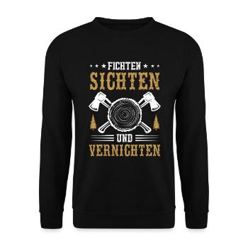 FICHTEN SICHTEN UND VERNICHTEN - Unisex Pullover - Schwarz - Vorne - Alina (178cm) & Michal (187cm)