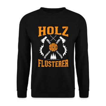 Holz Flüsterer - Unisex Pullover - Schwarz - Vorne - Alina (178cm) & Michal (187cm)