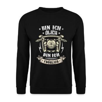 Bin Ich Ölich Bin Ich Fröhlich - Unisex Pullover - Schwarz - Vorne - Alina (178cm) & Michal (187cm)
