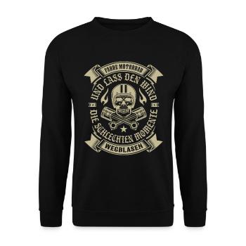 Ride Motorcycle And The Wind Blows Away The Worries - Unisex Sweatshirt - black - Front - Alina (178cm) & Michal (187cm)