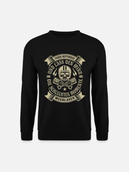 Fahre Motorrad Und Der Wind Bläst Die Sorgen Weg - Unisex Pullover - Schwarz
