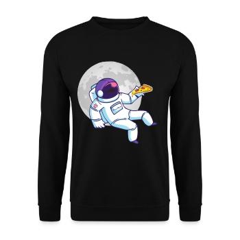 Pizza Astronaut - Unisex Pullover - Schwarz - Vorne - Alina (178cm) & Michal (187cm)