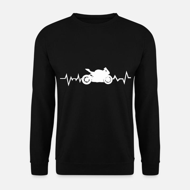 Motorrad-Weinlese-Herzschlag-Herzschlag-Moped - Unisex Pullover - Schwarz