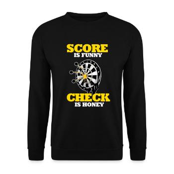 Darts Score is funny check is honey dartboard - Unisex Sweatshirt - black - Front - Alina (178cm) & Michal (187cm)