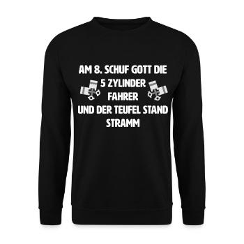5 Zylinder Motor Turbo Auto - Unisex Pullover - Schwarz - Vorne - Alina (178cm) & Michal (187cm)